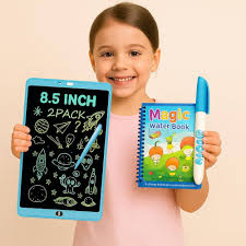 Magic Water Book + 8.5” LCD Writing Tablet Educational Learning Bundle for Kids Combo for Little Geniuses!