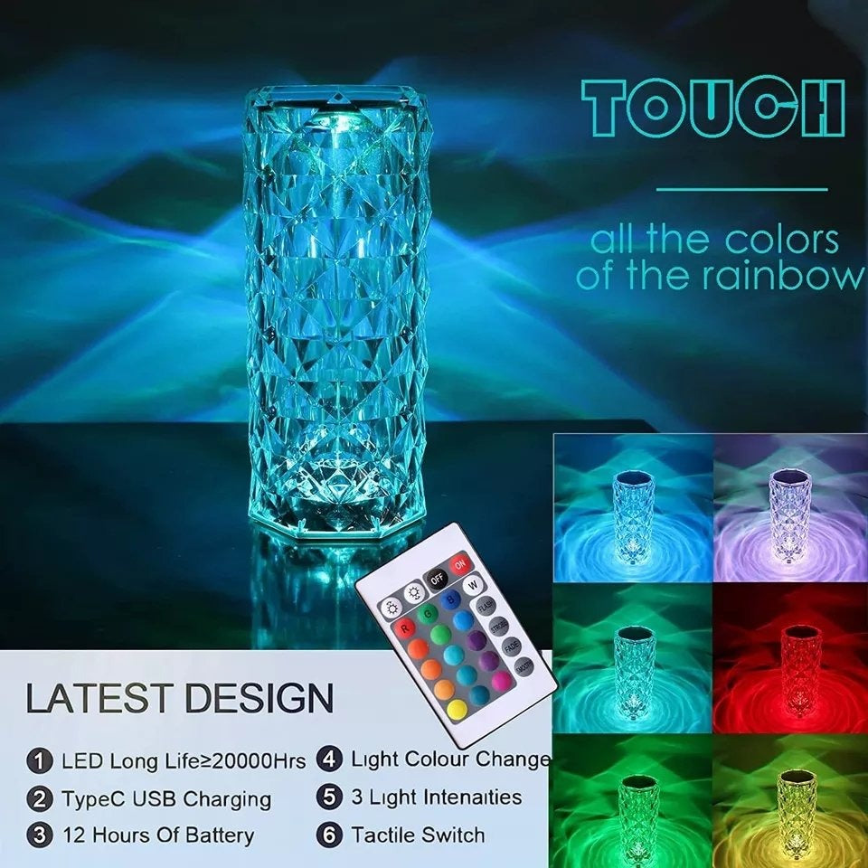 Diamond Crystal Touch Lamp – Light Up Your Space with Elegance